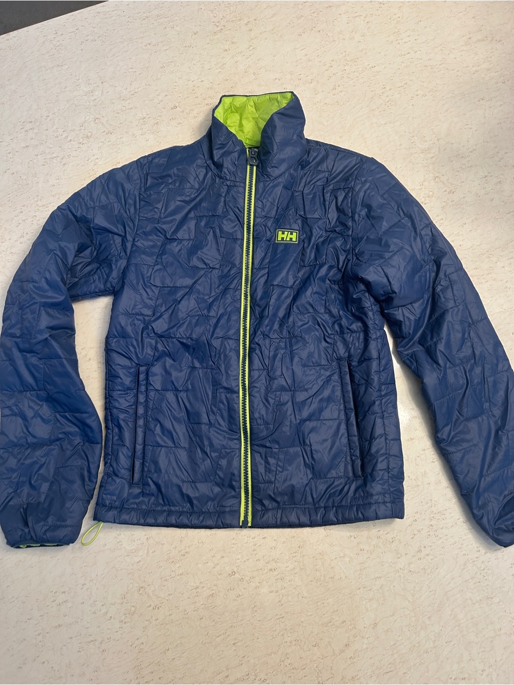 Helly Hansen Navy Puffer Jacket with Lime Accents
